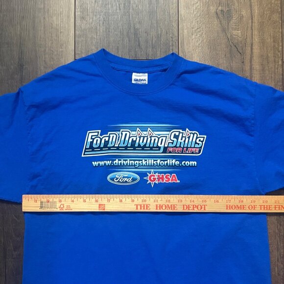 Vintage Ford Driving Skills Blue Graphic Gildan  T-Shirt Blue Large Shelby GT500 - Picture 5 of 8